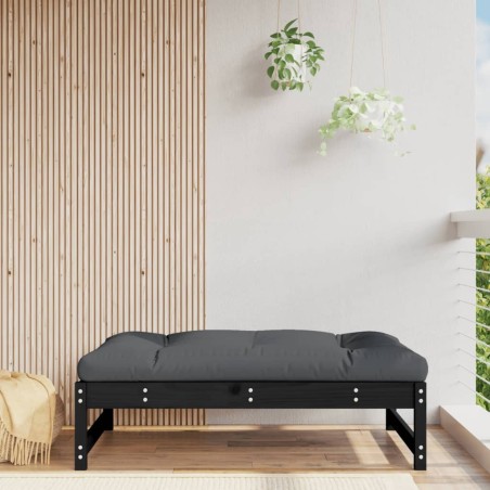 Repose-pied de jardin 120x80 cm noir bois de pin massif 