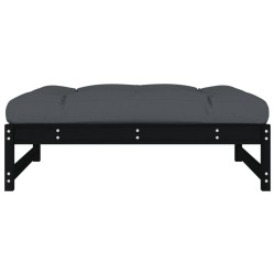 Repose-pied de jardin 120x80 cm noir bois de pin massif 