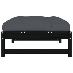 Repose-pied de jardin 120x80 cm noir bois de pin massif 