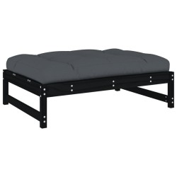 Repose-pied de jardin 120x80 cm noir bois de pin massif 