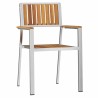 Chaises de jardin empilables 2 pcs en bois d'acacia et acier inoxydable 
