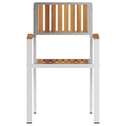 Chaises de jardin empilables 2 pcs en bois d'acacia et acier inoxydable 
