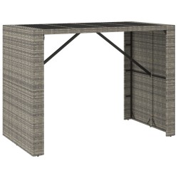 Table de bar et dessus en verre gris 145x80x110 cm poly rotin 