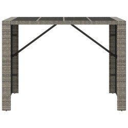 Table de bar et dessus en verre gris 145x80x110 cm poly rotin 