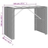 Table de bar et dessus en verre gris 145x80x110 cm poly rotin 