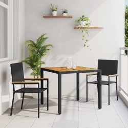 Ensemble de Salle à Manger de Jardin 3 Pièces Poly Rattan Noir vidaXL 