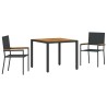 Ensemble de Salle à Manger de Jardin 3 Pièces Poly Rattan Noir vidaXL 