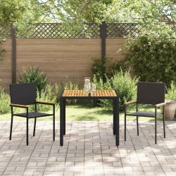 Ensemble de Salle à Manger de Jardin 3 Pièces Poly Rattan Noir vidaXL 