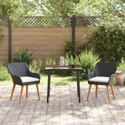 Ensemble de jardin 3 pièces , noir en poly rotin 