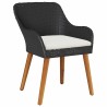 Ensemble de jardin 3 pièces , noir en poly rotin 