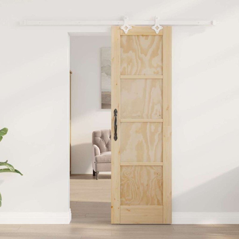 Porte coulissante avec matériel 61x198.5 cm en bois massif de pin 