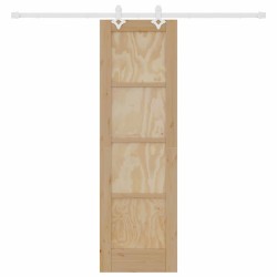 Porte coulissante avec matériel 61x198.5 cm en bois massif de pin 
