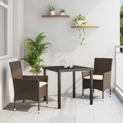 Ensemble de salle à manger pour jardin 3 pcs Marron 2 Places 