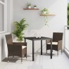 Ensemble de salle à manger pour jardin 3 pcs Marron 2 Places 