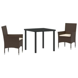 Ensemble de salle à manger pour jardin 3 pcs Marron 2 Places 