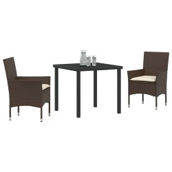Ensemble de salle à manger pour jardin 3 pcs Marron 2 Places 
