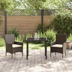 Ensemble de salle à manger pour jardin 3 pcs Marron 2 Places 