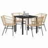 Ensemble de 5 pièces de salle à manger de jardin en poly rattan marron 