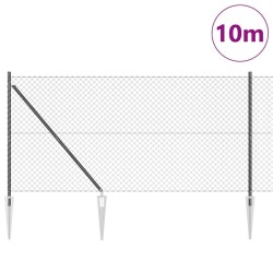 Jeu de Poteaux de Clôture Gris 1.4 x 10 m 
