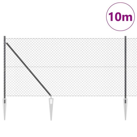 Jeu de Poteaux de Clôture Gris 1.4 x 10 m 