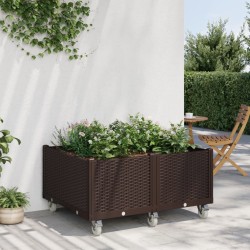 Jardinière à roulettes marron 100x80x54 cm PP 