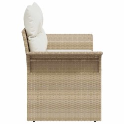 Canapé de jardin 2 places avec rangement et coussins Beige Rattan 