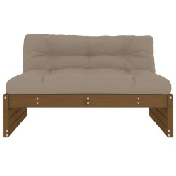 Canapé central 120x80 cm marron miel bois de pin massif 