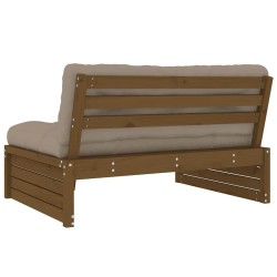 Canapé central 120x80 cm marron miel bois de pin massif 