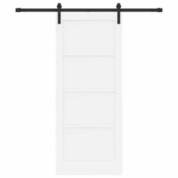 Porte coulissante avec quincaillerie blanche 83x202 cm en bois massif de pin 