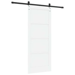 Porte coulissante avec quincaillerie blanche 83x202 cm en bois massif de pin 