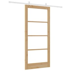 Porte Coulissante avec Ensemble de Quincaillerie 93x202 cm Bois Massif Pin 
