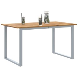 Table de jardin Gris 140x80x75 cm Acier et Bois d'acacia solide 