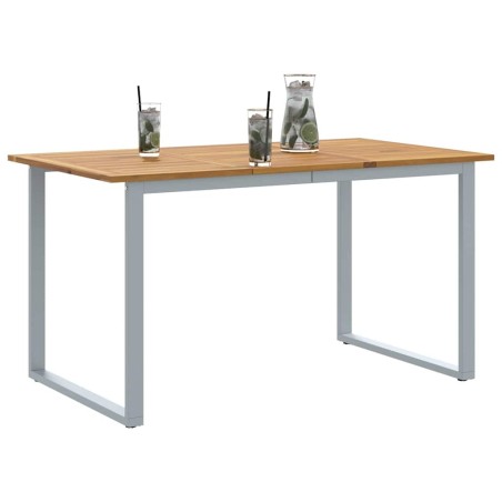 Table de jardin Gris 140x80x75 cm Acier et Bois d'acacia solide 