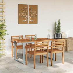 Table de jardin Gris 140x80x75 cm Acier et Bois d'acacia solide 