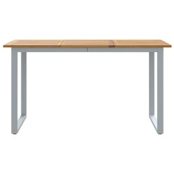Table de jardin Gris 140x80x75 cm Acier et Bois d'acacia solide 