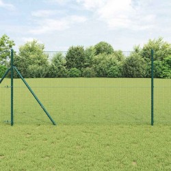 Clôture en fil soudé avec 13 poteaux verts 1x50 m en acier 