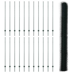 Pieux de Clôture 11 pcs U-Channel Vert 160 cm Acier 