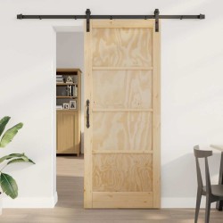 Porte Coulissante avec Kit de Quincaillerie 86x211 cm en Bois Massif de Pin 