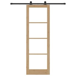 Porte coulissante avec quincaillerie 'ORKDAL'en bois massif et verre 