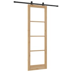 Porte coulissante avec quincaillerie 'ORKDAL'en bois massif et verre 