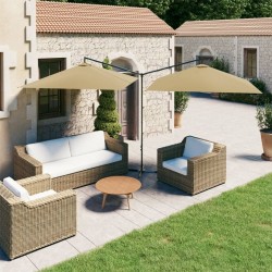 Parasol de jardin double avec mât en acier taupe 600x300 cm 
