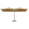 Parasol de jardin double avec mât en acier taupe 600x300 cm 