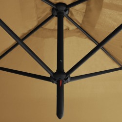 Parasol de jardin double avec mât en acier taupe 600x300 cm 