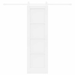 Porte coulissante avec ensemble de matériel blanche 61x198,5 cm en bois massif de pin 