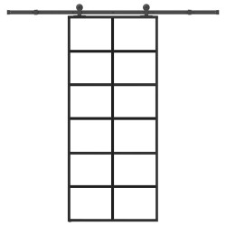 Porte coulissante avec kit de quincaillerie 90x205 cm Verre ESG 