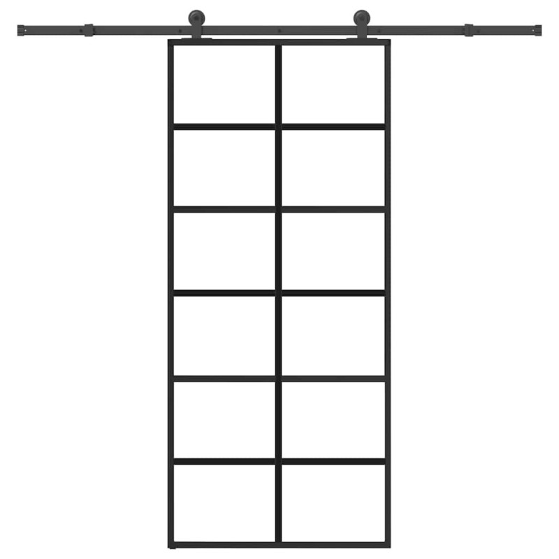 Porte coulissante avec kit de quincaillerie 90x205 cm Verre ESG 