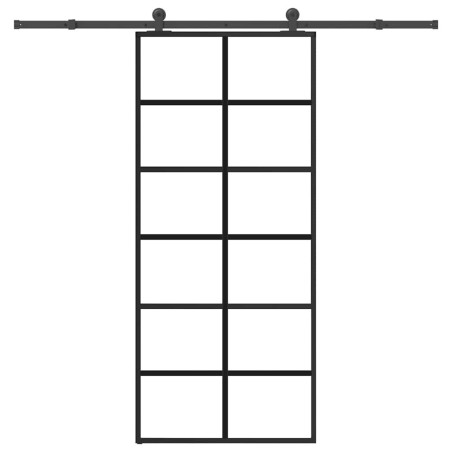 Porte coulissante avec kit de quincaillerie 90x205 cm Verre ESG 