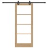 Porte coulissante avec ensemble de matériel 'ORKDAL'en bois massif et verre 