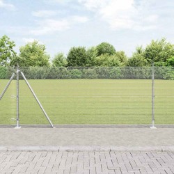 Clôture en fil soudé avec 13 poteaux flanqués 1x25 m en acier galvanisé 