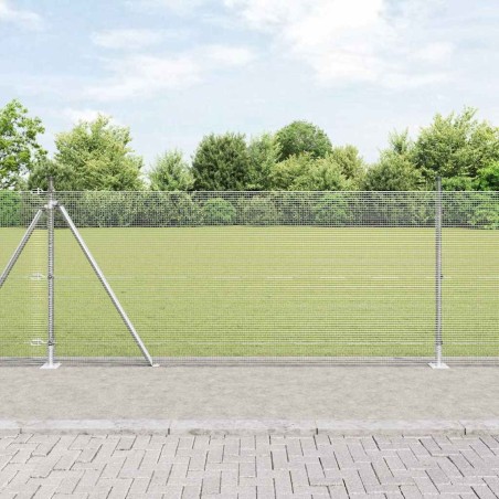 Clôture en fil soudé avec 13 poteaux flanqués 1x25 m en acier galvanisé 
